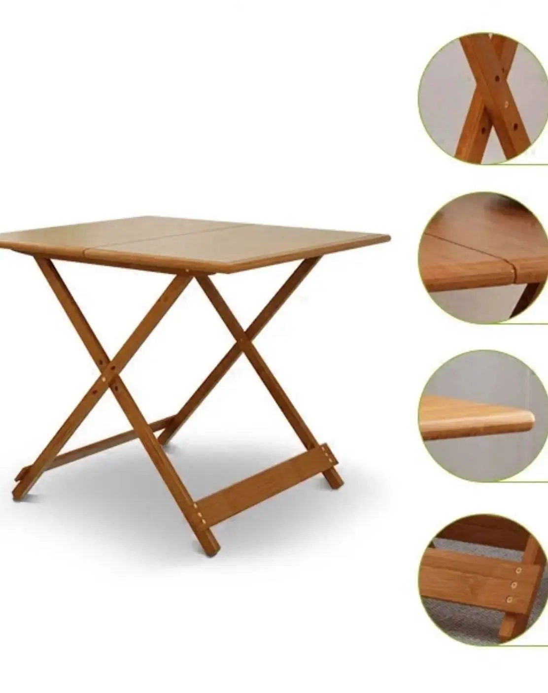 Bamboo Wooden Table Square Or Round Foldable Dining Study Picnic In or Outdoor竹桌
