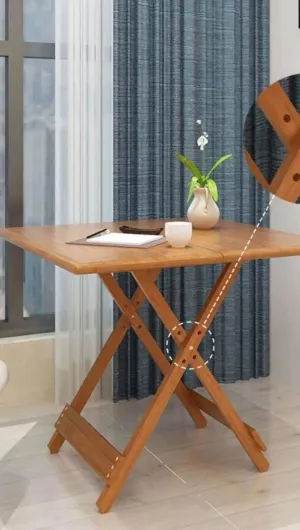 Bamboo Wooden Table Square Or Round Foldable Dining Study Picnic In or Outdoor竹桌