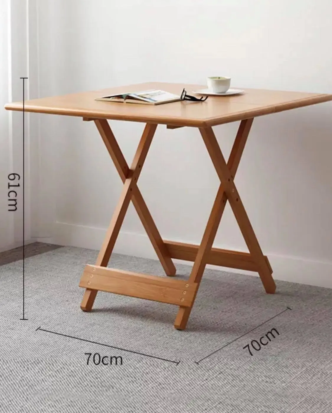 Bamboo Wooden Table Square Or Round Foldable Dining Study Picnic In or Outdoor竹桌