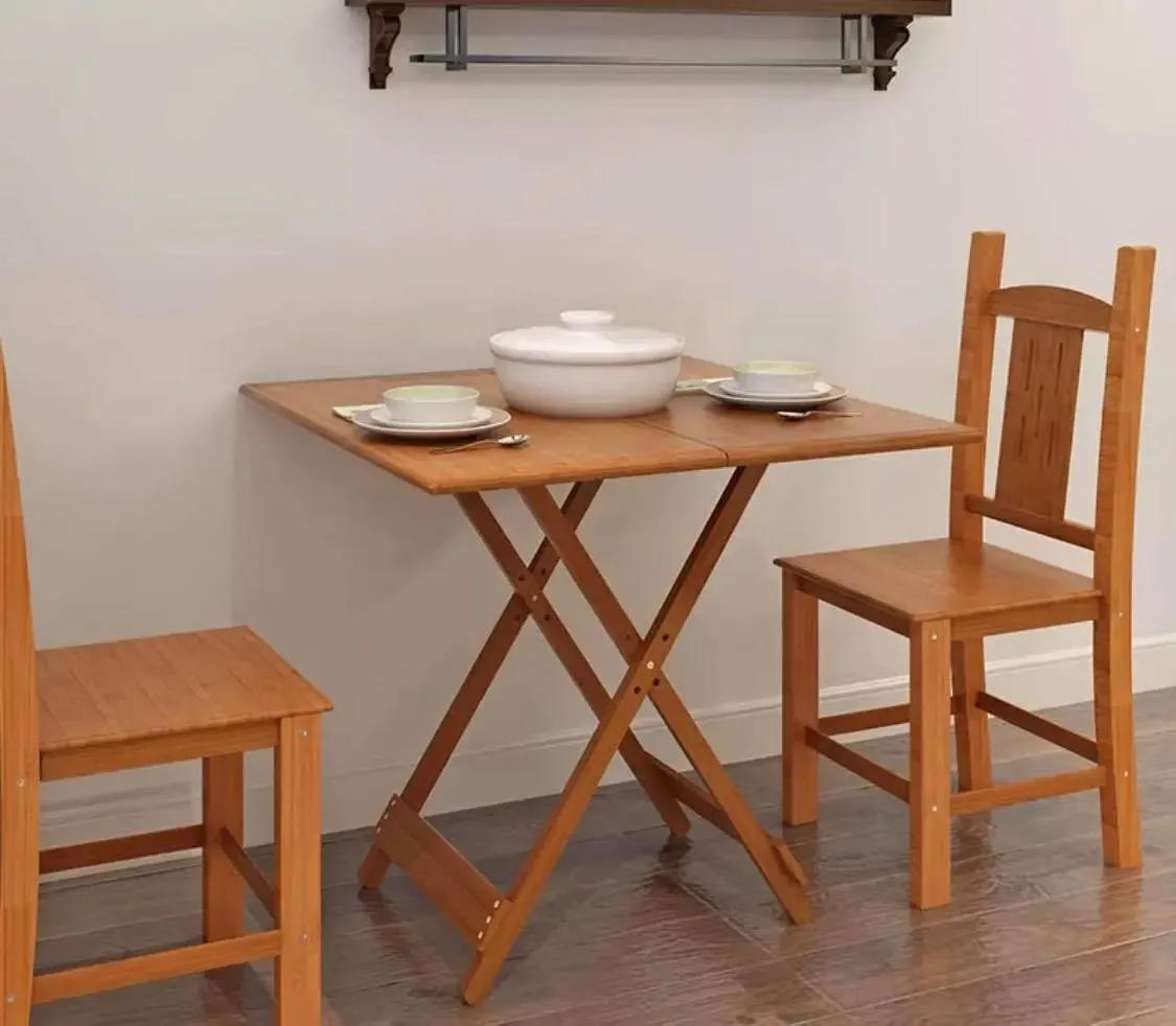 Bamboo Wooden Table Square Or Round Foldable Dining Study Picnic In or Outdoor竹桌