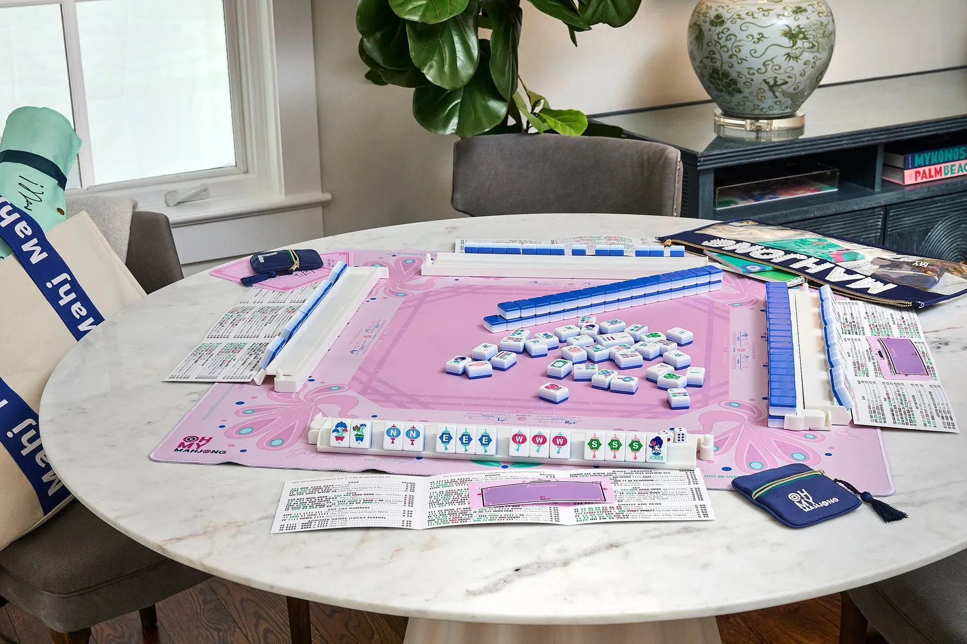 birdie pink mahjong mat
