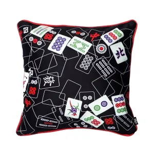 Black Mahjong Mix Cushion Cover,  45 x 45 cm