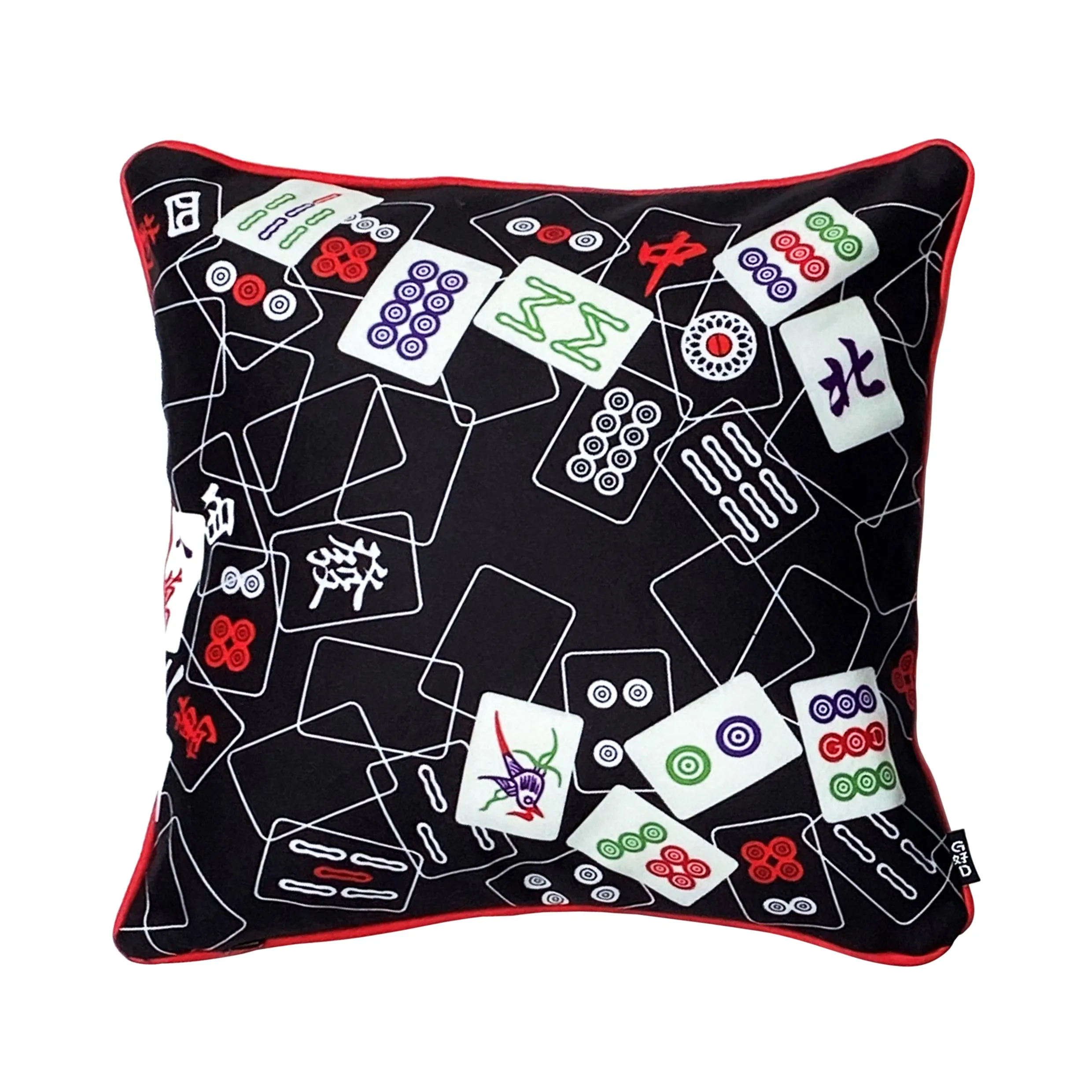 Black Mahjong Mix Cushion Cover,  45 x 45 cm