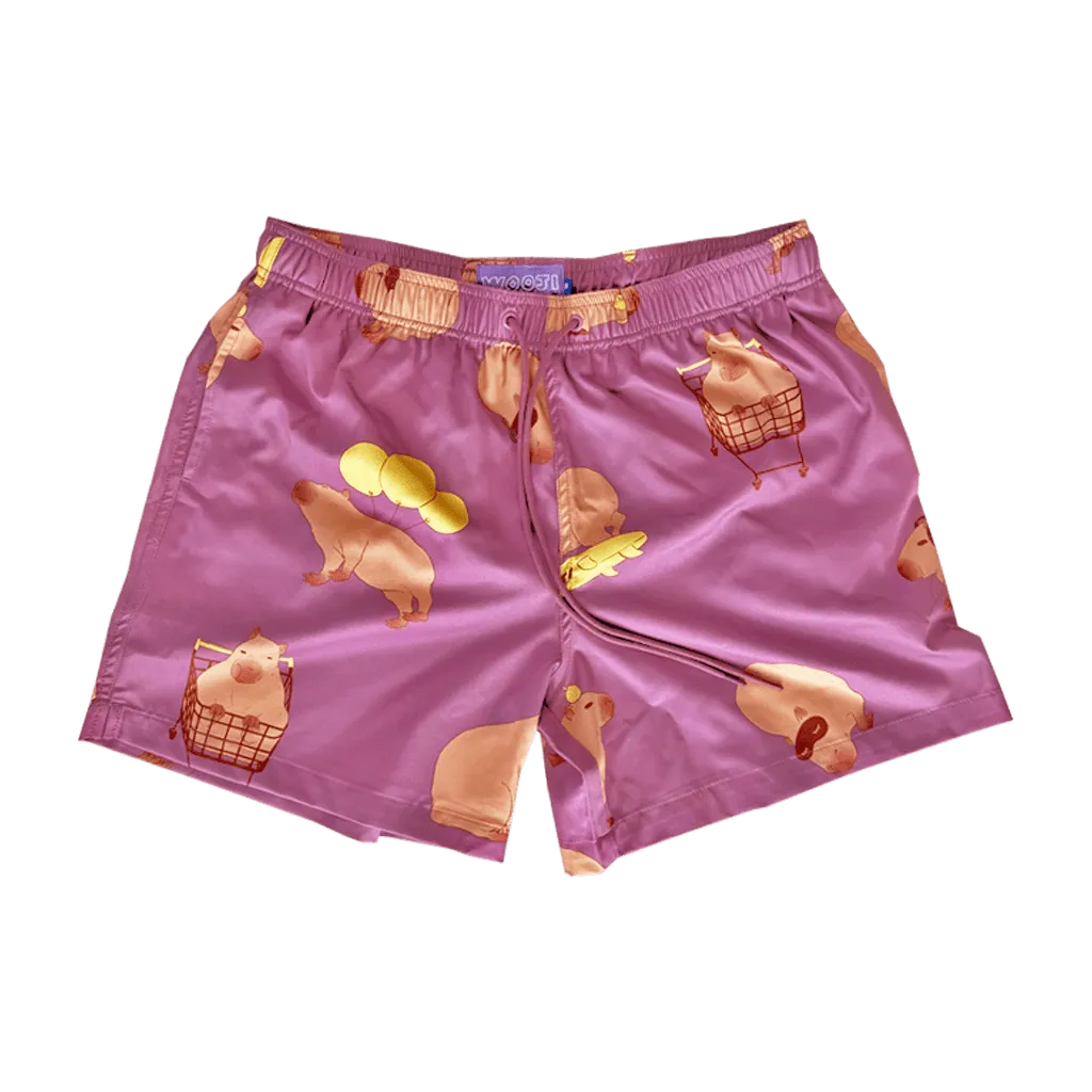 Capybara Crossing Swim Trunks