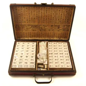 Chinese Mahjong Set with Traditional Leatherette Case
