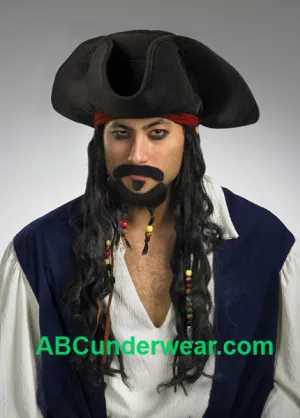 Deluxe Pirate hat with moustache and goatee