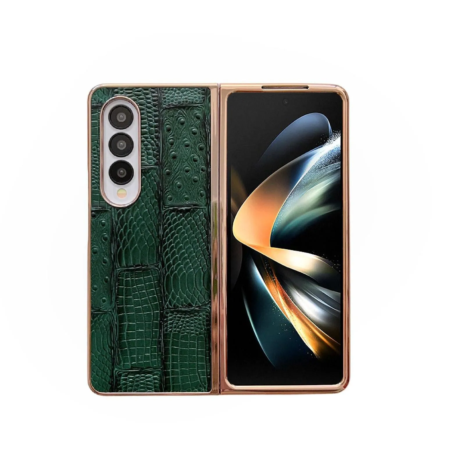 Galaxy z Fold 4 Leather Mahjong Phone Case - Electroplated
