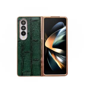 Galaxy z Fold 4 Leather Mahjong Phone Case - Electroplated