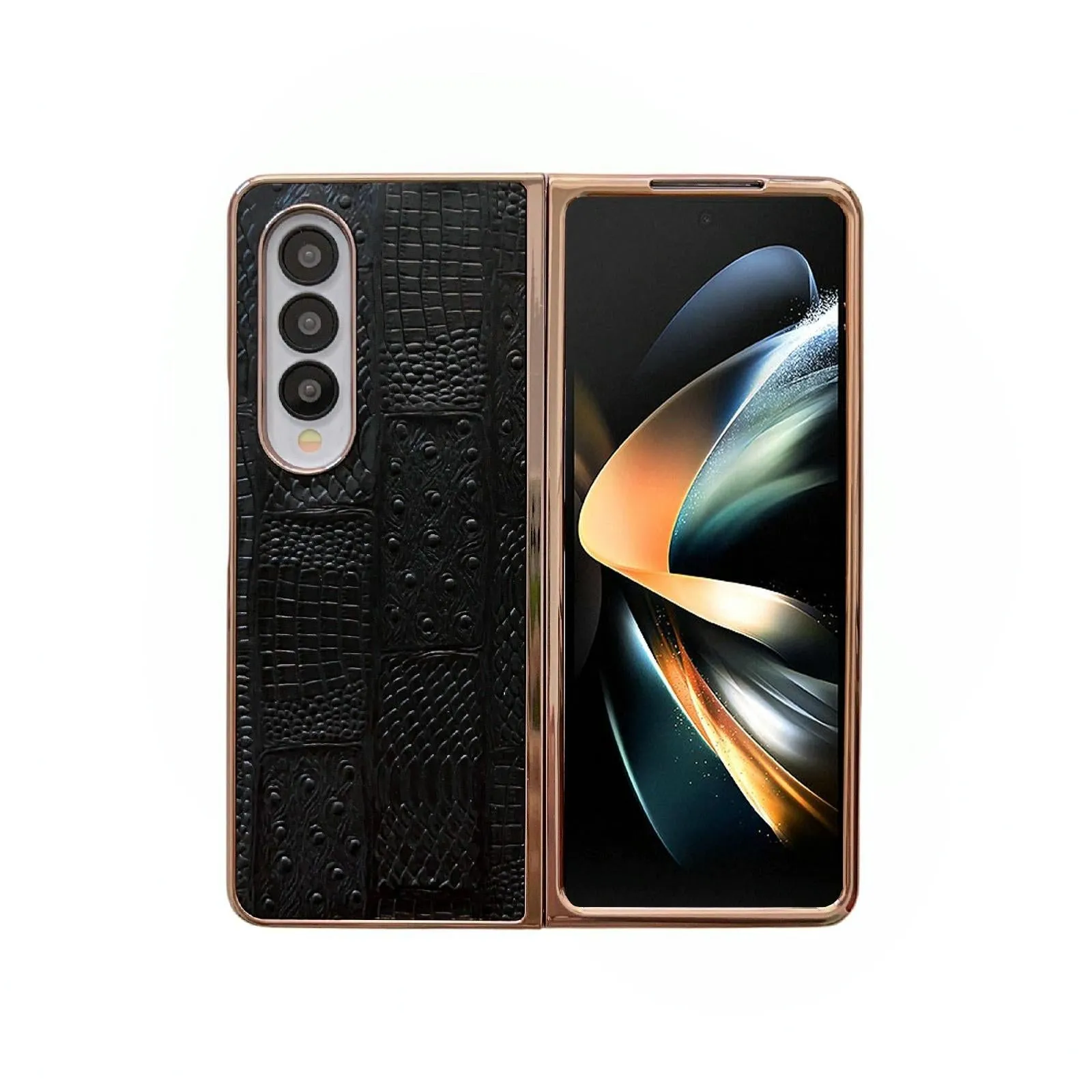 Galaxy z Fold 4 Leather Mahjong Phone Case - Electroplated