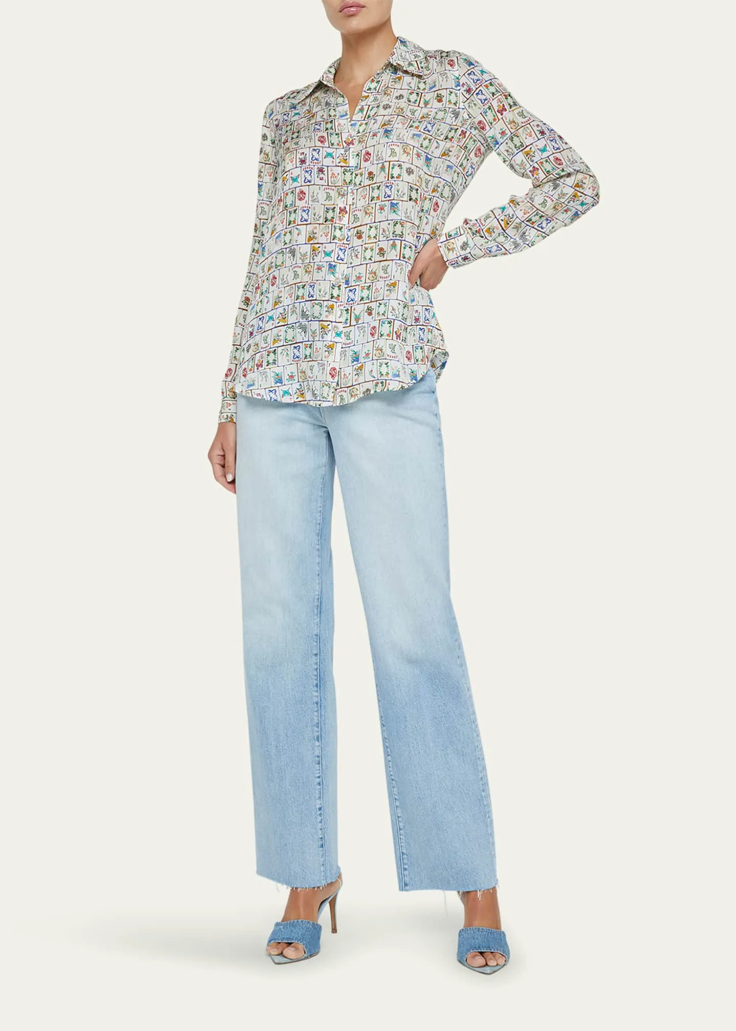 L'Agence Nini Blouse  - Vintage White Mahjong