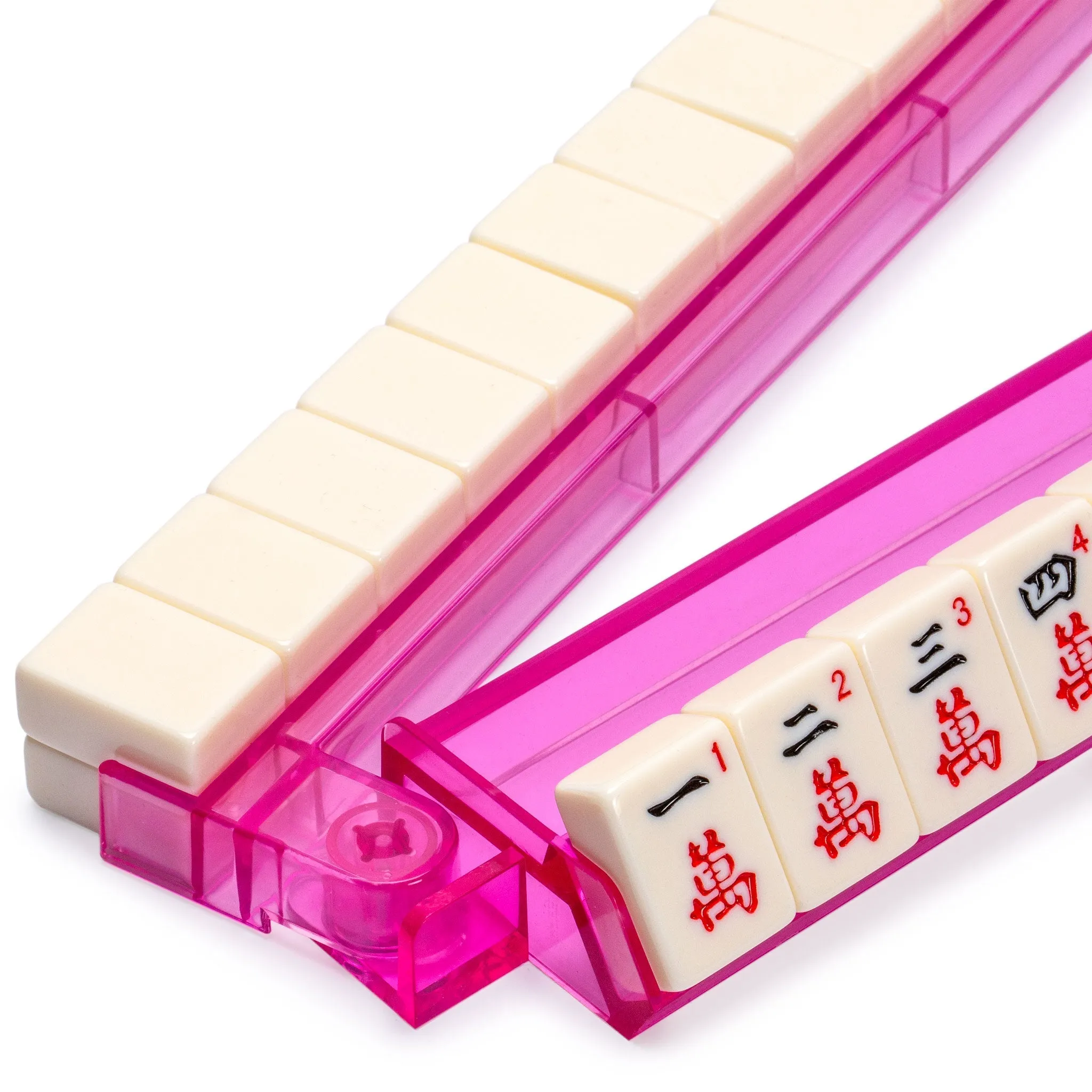 Multi-Color Modern Mahjong Racks with Integrated Pushers - Set of 4