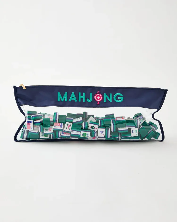 Navy Stitched Mahjong Tile Bag
