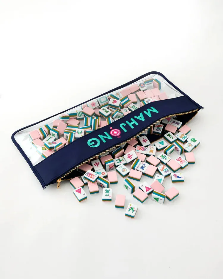 Navy Stitched Mahjong Tile Bag
