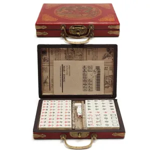 Portable Chinese Numbered Mahjong Set 144 Tiles Mah-Jong Set Chinese Toy with Box Party Gambling Game Board Game Entertainment