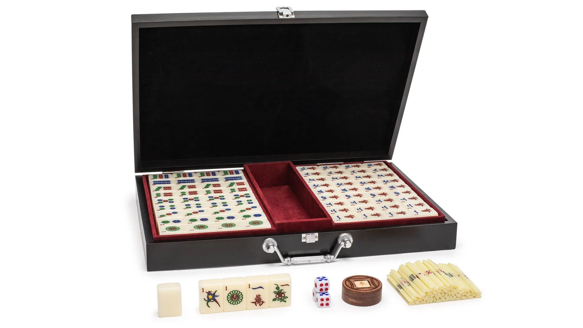 Professional Chinese Mahjong Game Set, "Pro Set" - with 148 Medium Size Tiles and Wooden Case