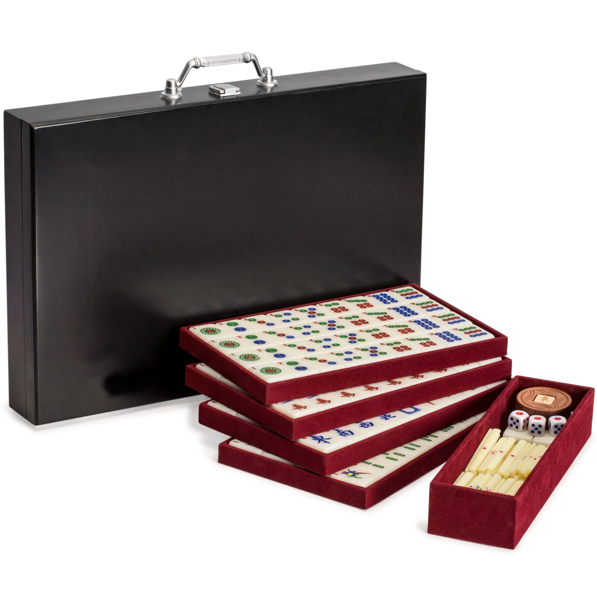 Professional Chinese Mahjong Game Set, "Pro Set" - with 148 Medium Size Tiles and Wooden Case