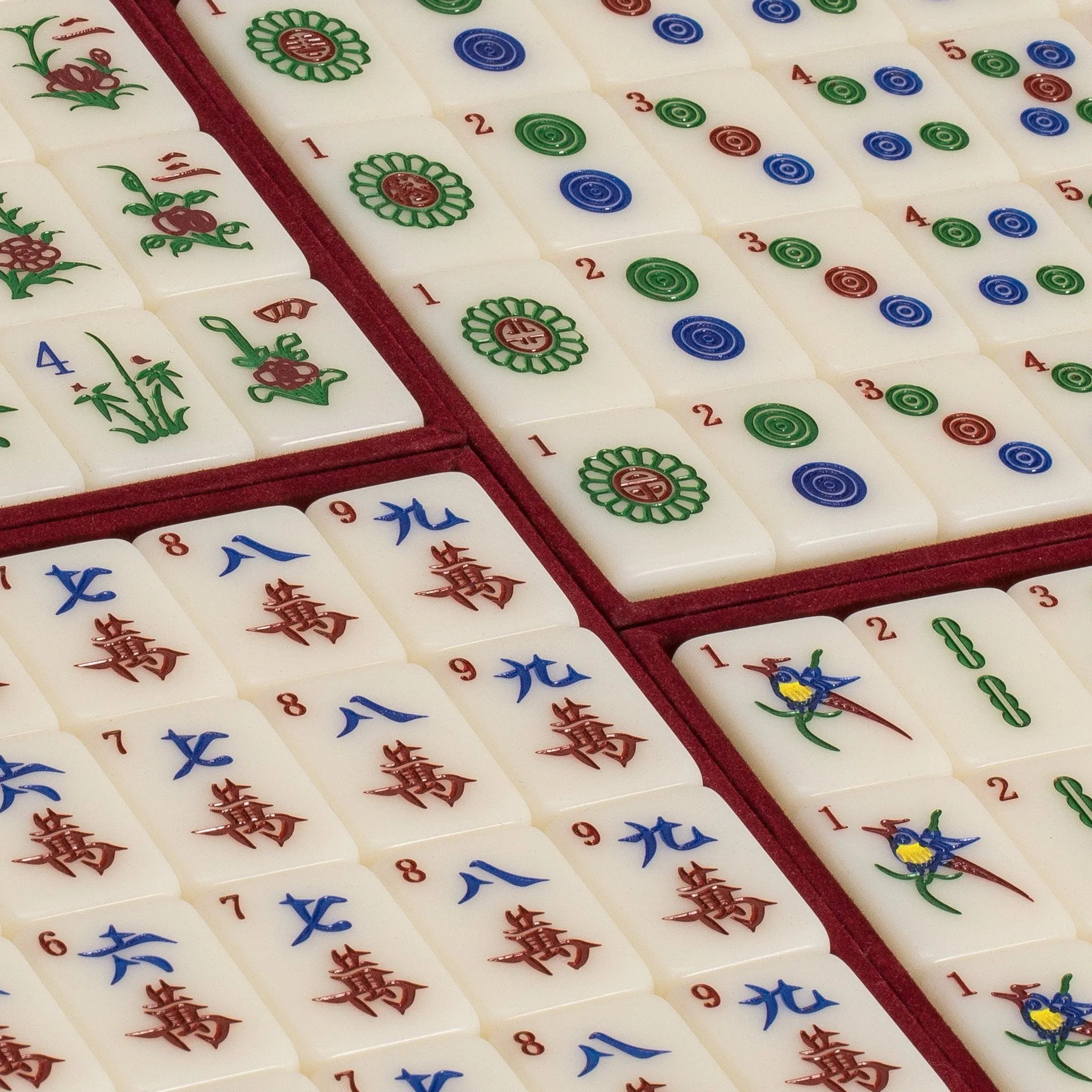 Professional Chinese Mahjong Game Set, "Pro Set" - with 148 Medium Size Tiles and Wooden Case
