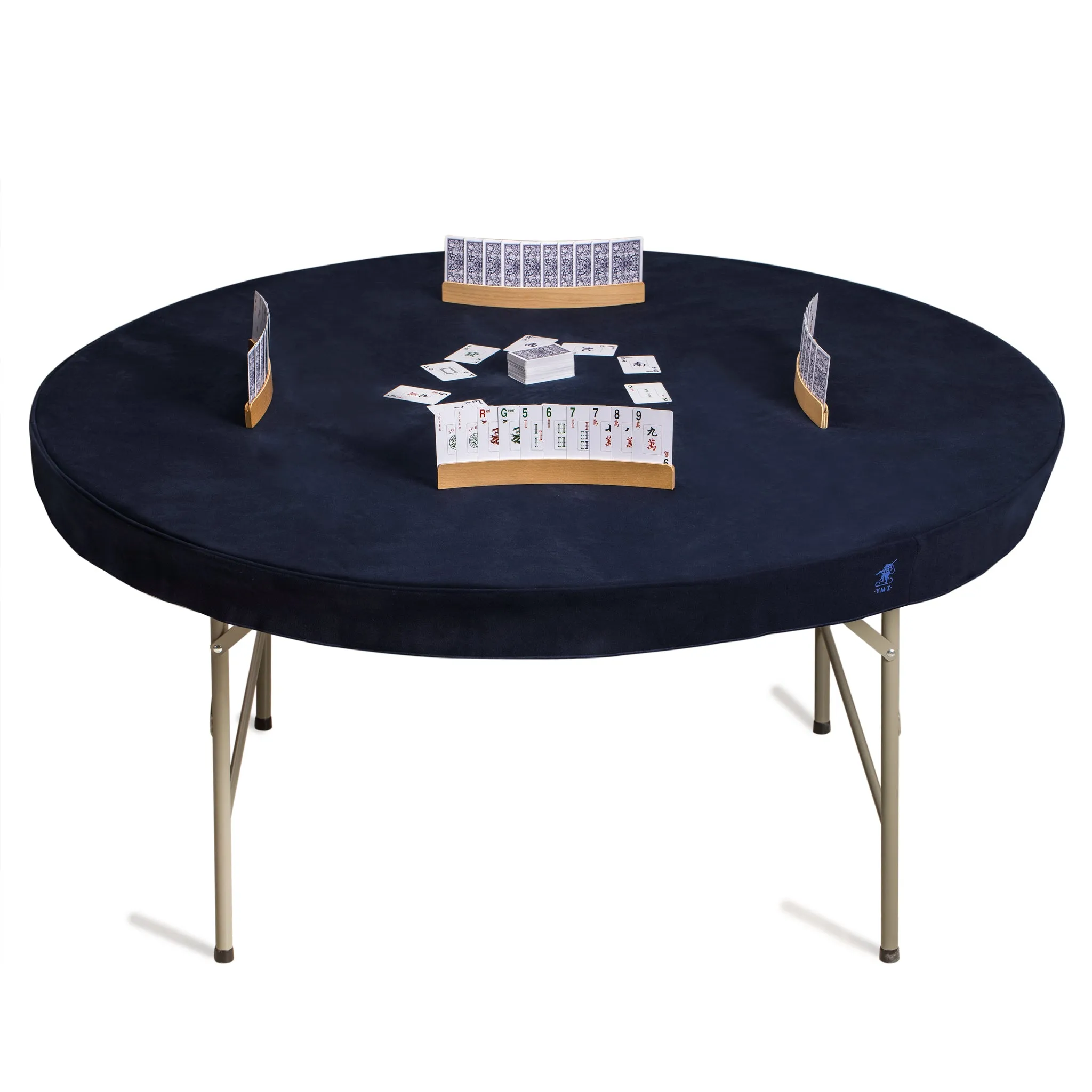Professional Grade Blue Round Table Cover for Card Games, Mahjong, Board Games, Domino Games, and More - 61.2"
