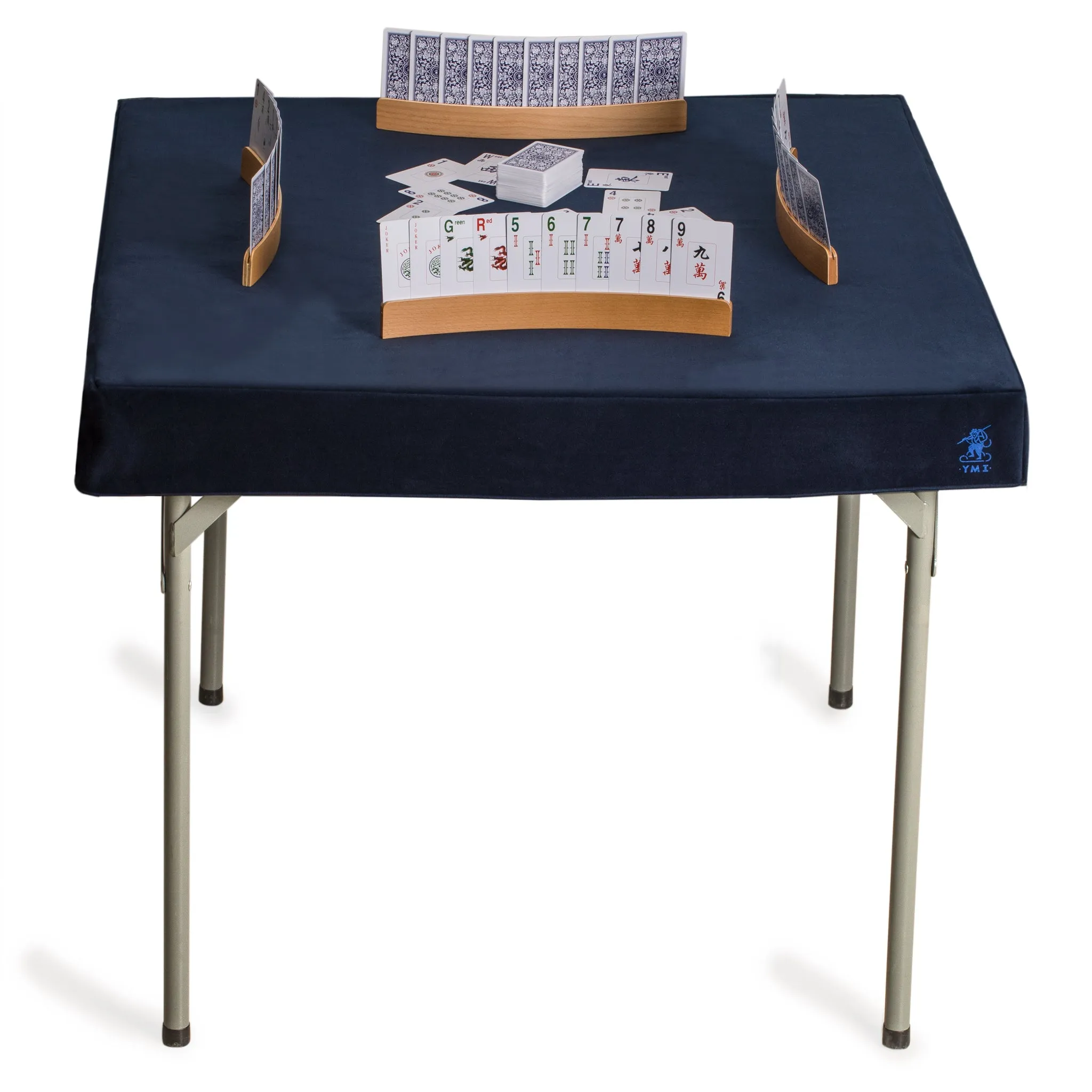 Professional Grade Blue Square Table Cover for Poker, Card Games, Mahjong, Board Games, Tile Games, and Dominoes - 34.8 x 34.8"