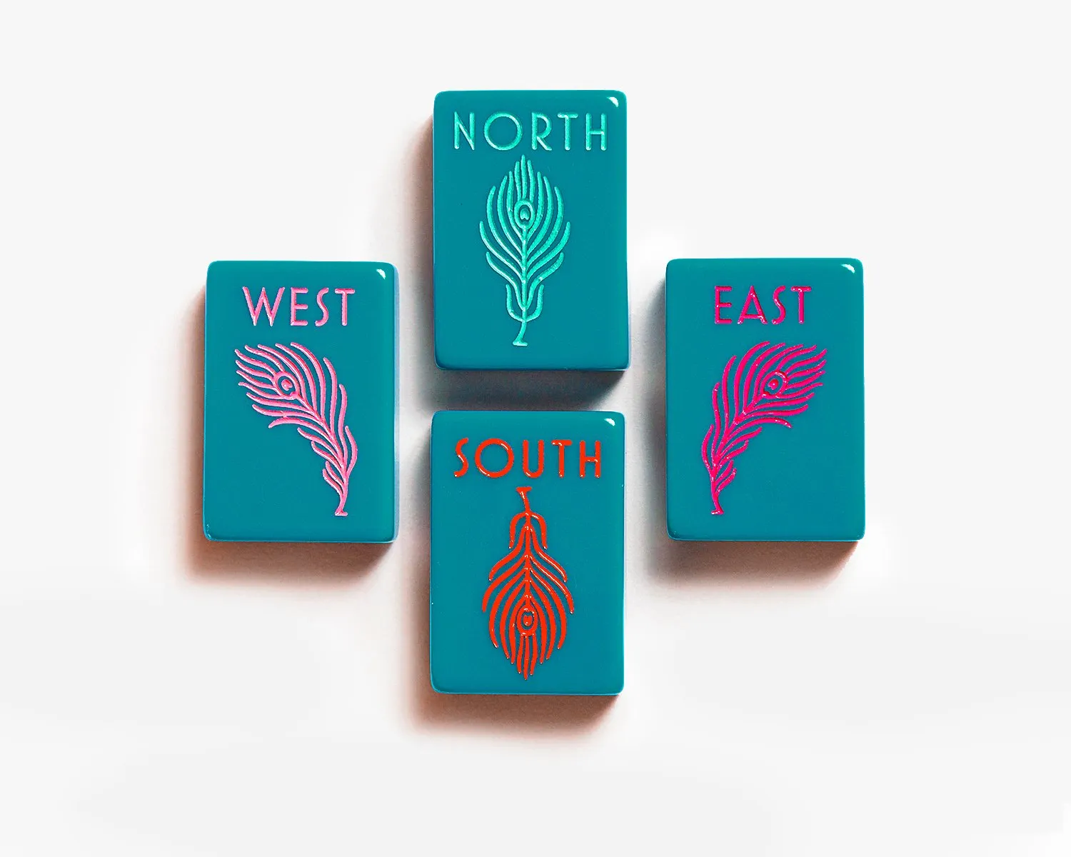 The Botanical Line: Deep Teal Mahjong Tiles