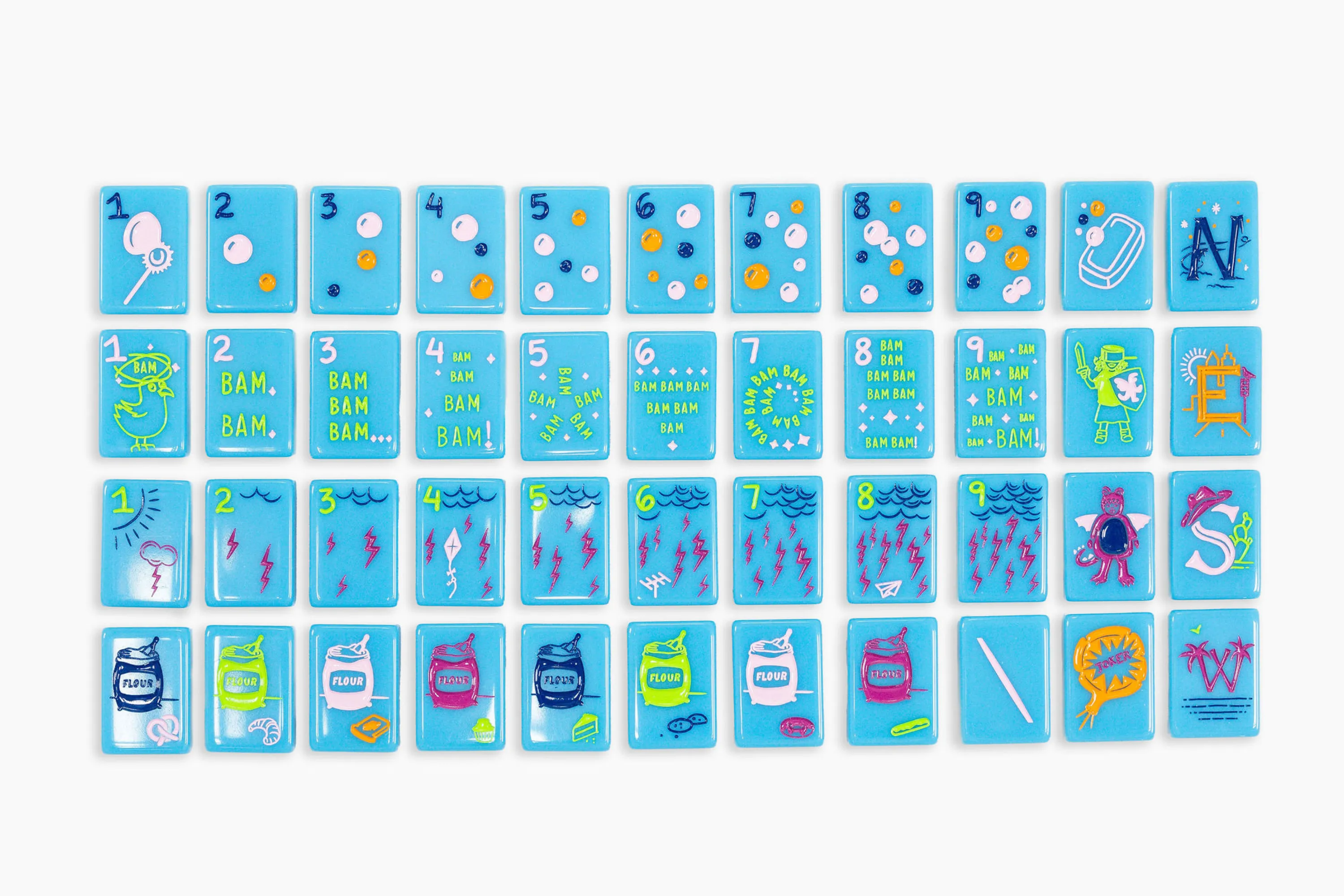 The Cheeky Line: Electric Blue Mahjong Tiles