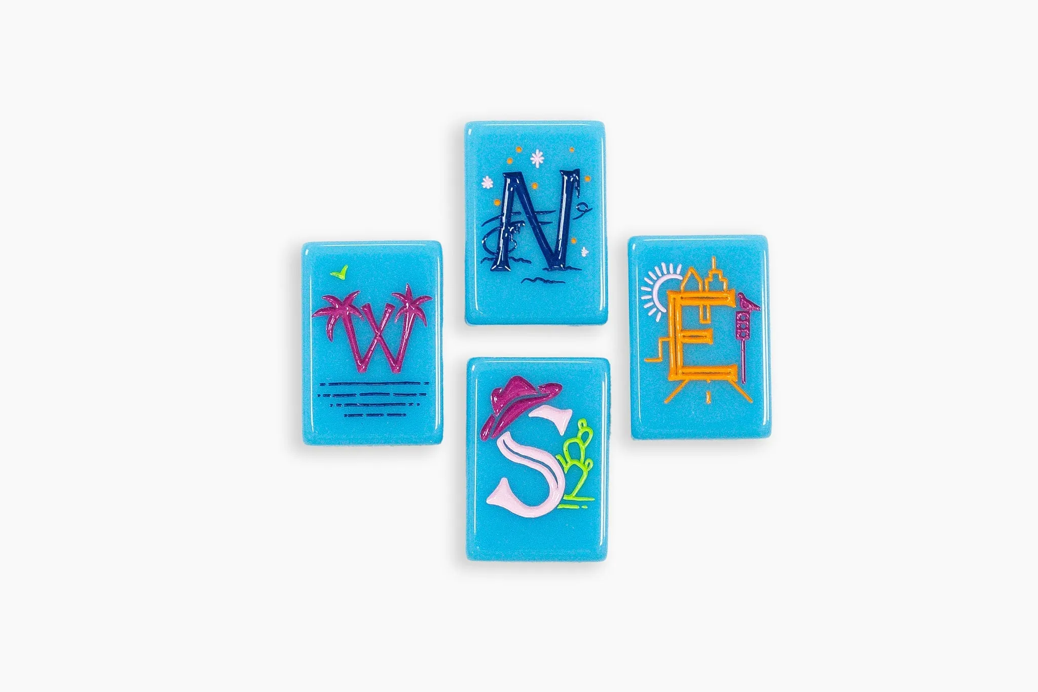 The Cheeky Line: Electric Blue Mahjong Tiles