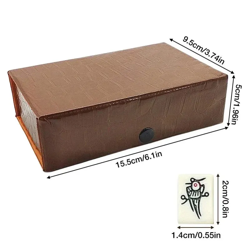Yeknu 1pc Portable Compact Mahjong Set Lightweight Mahjong Set With Brown Case - Perfect for Travel and Board Games